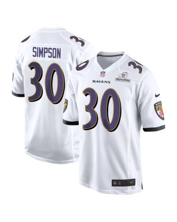 Trenton Simpson 30 Baltimore Ravens 2024 Divisional Patch Game Men Jersey - White