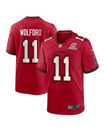 John Wolford 11 Tampa Bay Buccaneers 2023 Playoffs Patch Game Men Jersey - Red