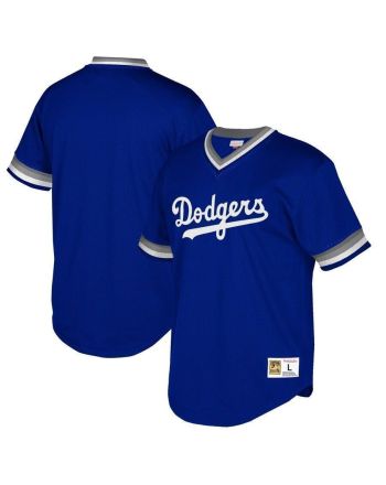 Los Angeles Dodgers Mitchell And Ness Big And Tall Cooperstown Collection Mesh Wordmark V-neck Jersey - Royal