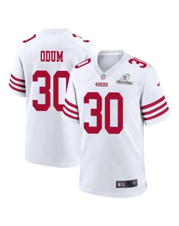 George Odum 30 San Francisco 49ers 2024 Divisional Patch Game Men Jersey - White