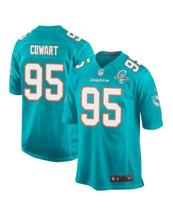 Byron Cowart 95 Miami Dolphins 2023 Playoffs Patch Game Men Jersey - Aqua