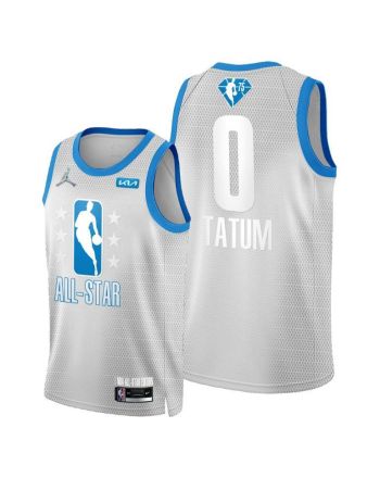 2022 Cleveland All-Star Celtics 0 Jayson Tatum Grey Blue Jersey 75th Patch - Men Jersey