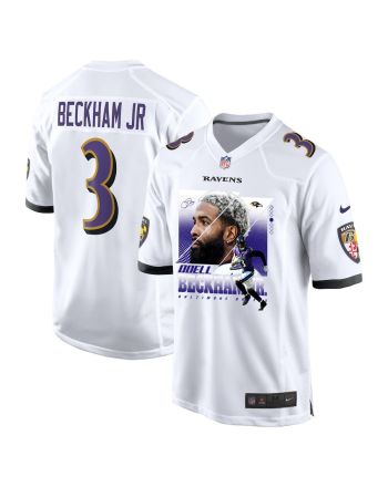 Odell Beckham Jr. 3 Baltimore Ravens Signed Glass Game Men Jersey - White