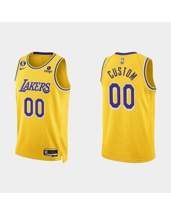 Los Angeles Lakers 00 Custom 2022-23 Icon Edition Gold Men Jersey