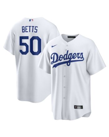 Mookie Betts 50 Los Angeles Dodgers Home Men Jersey - White