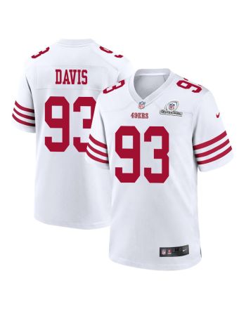 Kalia Davis 93 San Francisco 49ers 2024 Divisional Patch Game Men Jersey - White