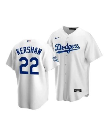 Men's Los Angeles Dodgers Clayton Kershaw 22 2020 World Series Champions White Home Jersey