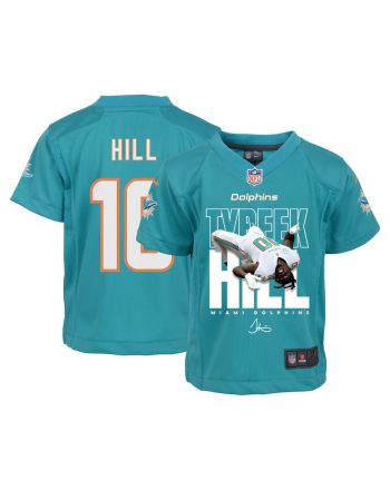 Tyreek Hill 10 Signed Miami Dolphins Cheetah Game YOUTH Jersey - Aqua V2