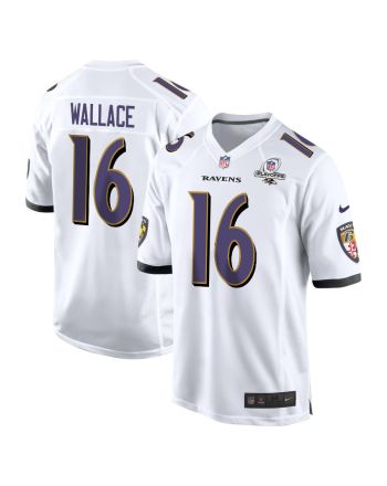 Tylan Wallace 16 Baltimore Ravens 2023 Playoffs Patch Game Men Jersey - White