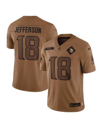 Justin Jefferson 18 Minnesota Vikings 2023 Salute To Service Limited Jersey - Brown