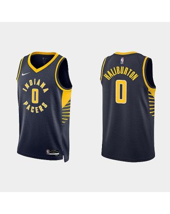 Indiana Pacers 0 Tyrese Haliburton 2022-23 Icon Edition Black Men Jersey