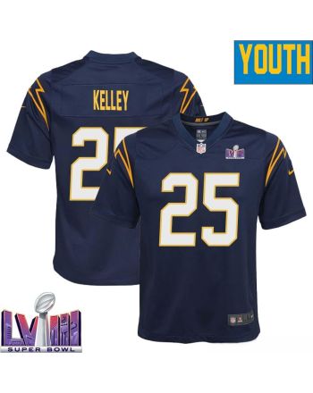 Joshua Kelley 25 Los Angeles Chargers Super Bowl LVIII YOUTH Alternate Game Jersey - Navy