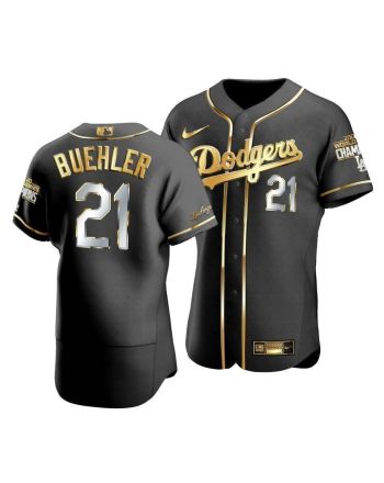 Men's Los Angeles Dodgers Walker Buehler 21 2020 World Series Champions Golden Jersey Black