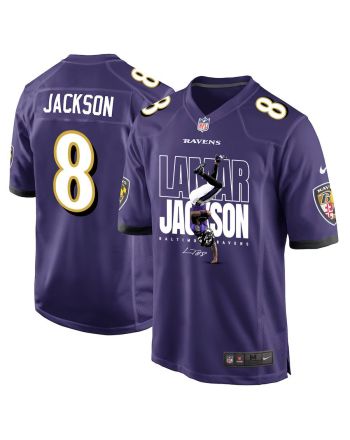 Lamar Jackson 8 Baltimore Ravens Lamar the Merrier Game Men Jersey - Purple