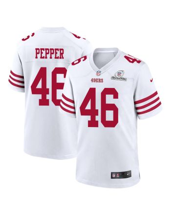 Taybor Pepper 46 San Francisco 49ers 2024 Divisional Patch Game Men Jersey - White