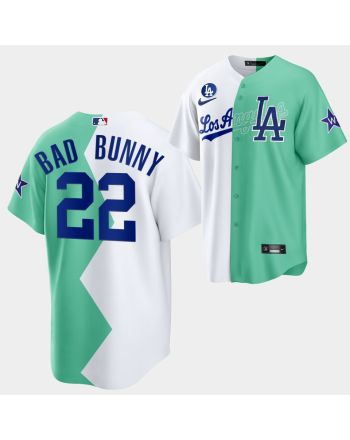 Bad Bunny 2022-23 All-Star Celebrity Softball Game 22 Los Angeles Dodgers White Green Jersey