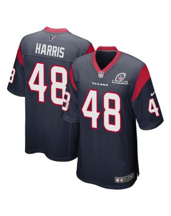 Christian Harris 48 Houston Texans 2023 Playoffs Patch Game Men Jersey - Navy