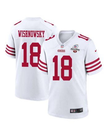 Mitch Wishnowsky 18 San Francisco 49ers 2023 Playoffs Patch Game Men Jersey - White