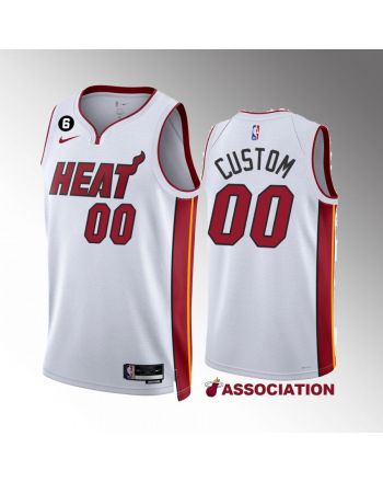 Custom 00 2022-23 Miami Heat White Association Edition Jersey NO.6 Patch