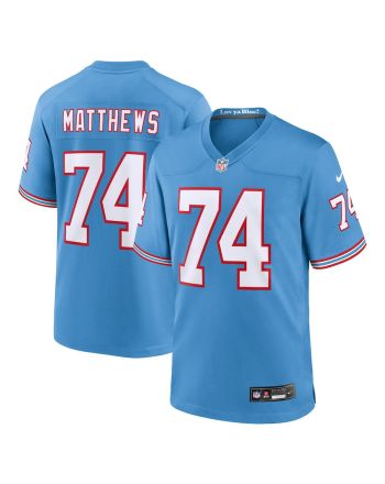 Bruce 74 Matthews Tennessee Titans Men Oilers Throwback Retired Game Jersey - Light Blue