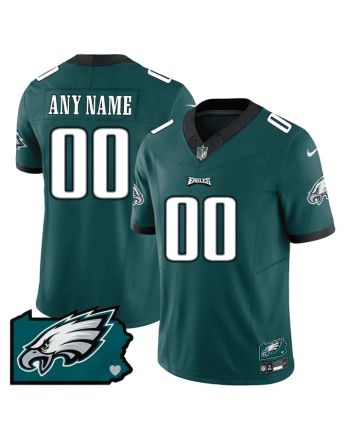 Philadelphia Eagles Pennsylvania State Map Patch Game Men Custom Jersey - Midnight Green