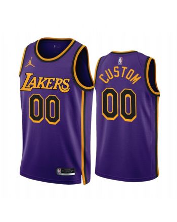 Custom 2022-23 Los Angeles Lakers Purple 00 Statement Edition Jersey - Men Jersey