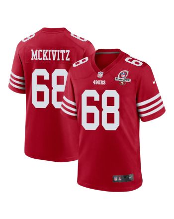 Colton McKivitz 68 San Francisco 49ers 2023 Playoffs Patch Game Men Jersey - Scarlet