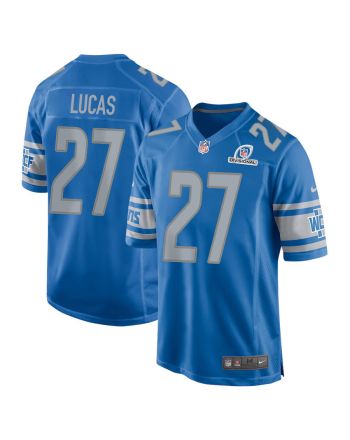 Chase Lucas 27 Detroit Lions 2024 Divisional Patch Game Men Jersey - Blue