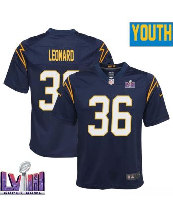 Deane Leonard 36 Los Angeles Chargers Super Bowl LVIII YOUTH Alternate Game Jersey - Navy