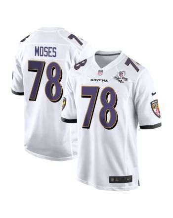 Morgan Moses 78 Baltimore Ravens 2023 Playoffs Patch Game Men Jersey - White