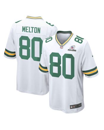 Bo Melton 80 Green Bay Packers 2023 Playoffs Patch Game Men Jersey - White