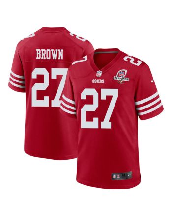 Ji'Ayir Brown 27 San Francisco 49ers 2023 Playoffs Patch Game Men Jersey - Scarlet