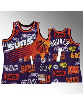 Phoenix Suns Devin Booker 1 Purple Slap Sticker Men Jersey HWC Swingman