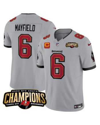 Baker Mayfield 6 Tampa Bay Buccaneers 2023 NFC South Champions Patch Game Men Jersey - Gray