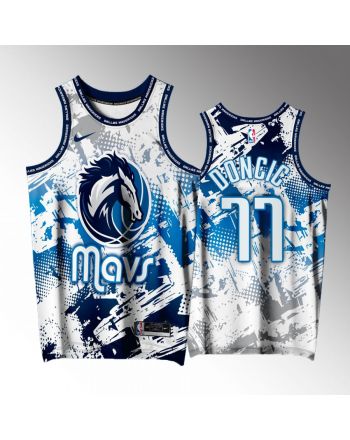 Luka Doncic 77 Dallas Mavericks White Printing Men Jersey Splash City Exclusive Edition