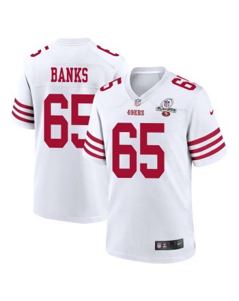 Aaron Banks 65 San Francisco 49ers 2023 Playoffs Patch Game Men Jersey - White