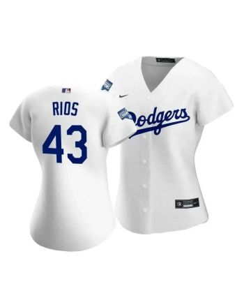 Dodgers Edwin Rios 43 2020 World Series Champions White Home Women's Jersey