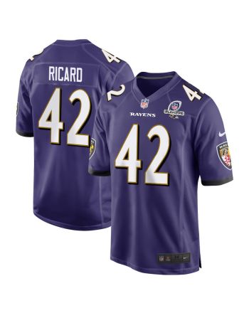 Patrick Ricard 42 Baltimore Ravens 2023 Playoffs Patch Game Men Jersey - Purple