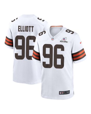 Jordan Elliott 96 Cleveland Browns 2023 Playoffs Patch Game Men Jersey - White