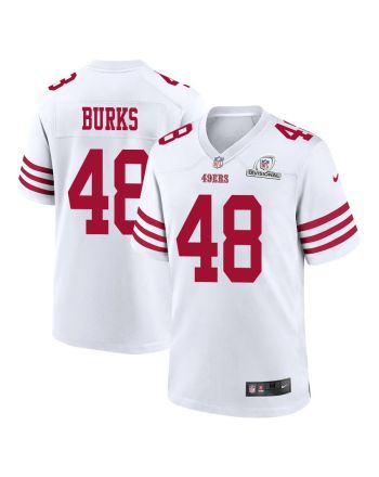 Oren Burks 48 San Francisco 49ers 2024 Divisional Patch Game Men Jersey - White