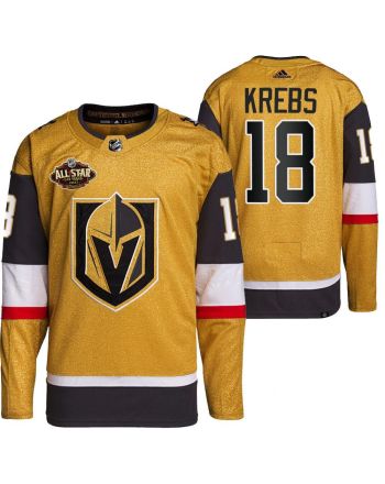 Men Vegas Golden Knights 18 Peyton Krebs Primegreen Gold Jersey 2023 All-Star Jersey