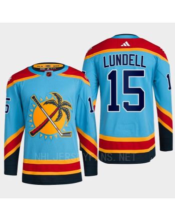 Florida Panthers 2023 Reverse Retro 2.0 Anton Lundell 15 Blue Primegreen Jersey Men's