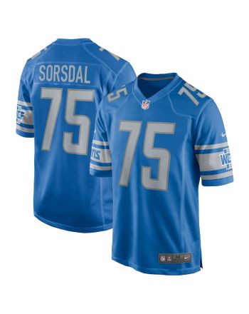 Colby Sorsdal 75 Detroit Lions Men's Team Game Jersey - Blue