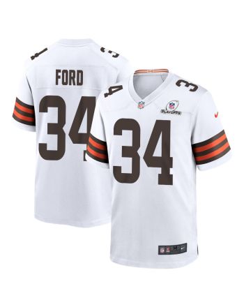 Jerome Ford 34 Cleveland Browns 2023 Playoffs Patch Game Men Jersey - White