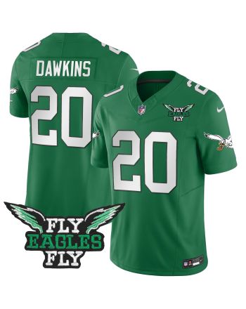 Brian Dawkins 20 Philadelphia Eagles Fly Eagles Fly Patch Alternate Game Men Jersey - Kelly Green