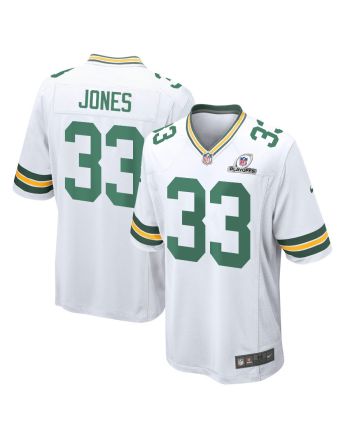 Aaron Jones 33 Green Bay Packers 2023 Playoffs Patch Game Men Jersey - White