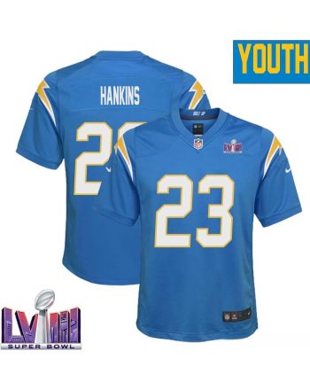 Matt Hankins 23 Los Angeles Chargers Super Bowl LVIII YOUTH Home Game Jersey - Powder Blue