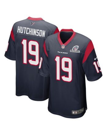 Xavier Hutchinson 19 Houston Texans 2024 Divisional Patch Game Men Jersey - Navy