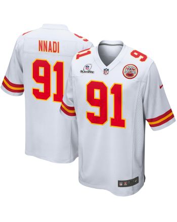 Derrick Nnadi 91 Kansas City Chiefs 2023 Playoffs Patch Game Men Jersey - White