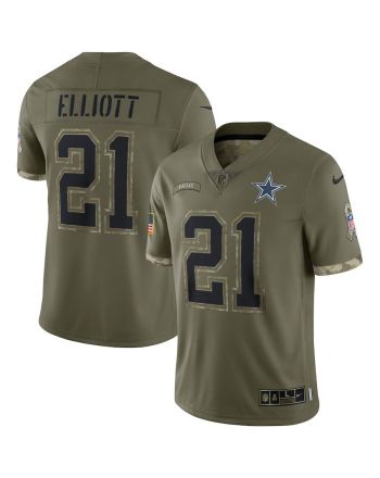 Ezekiel Elliott Dallas Cowboys 2022 Salute To Service Limited Jersey - Olive